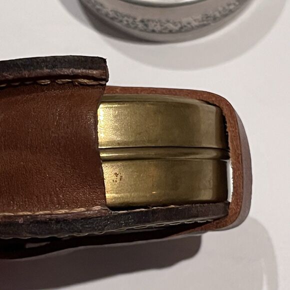 Vintage Sweden Nils Hörk Brass Pewter Snus Dosa Snuff Can Leather Carrying Case - Picture 11 of 16